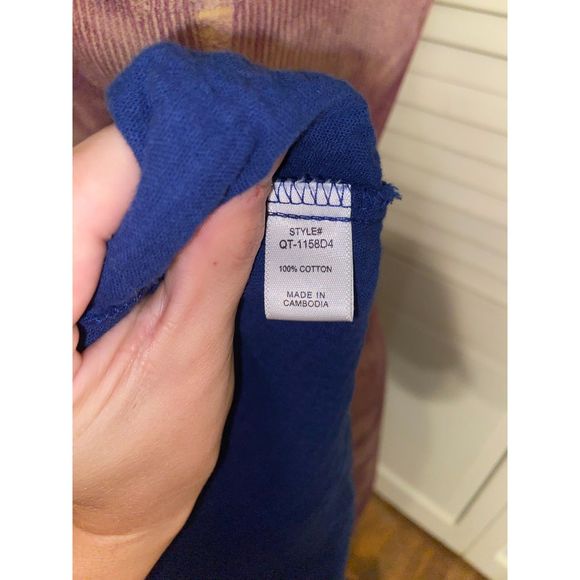 NWT Zenana Navy Blue Raw Edge Button-Up Babydoll Tunic - Large - Picture 7 of 7